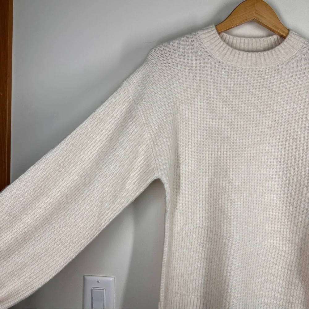 NWOT & Other Stories Asymmetric Hem Ribbed Wool Sweater in Ivory S - Picture 3 of 9